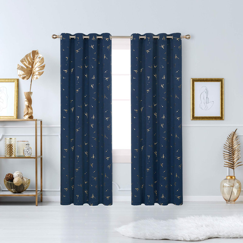 Polyester Blackout Grommet / Eyelet Curtain Pair, 55cm Width x 290cm Drop
