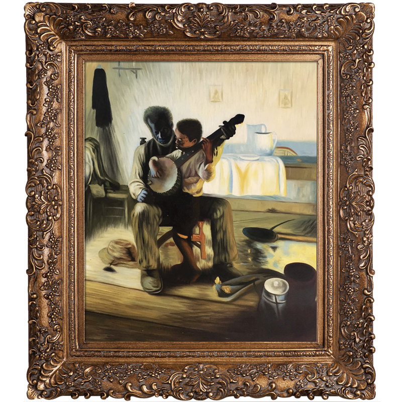 "the banjoe leçon" par henry ossawa tanner, peinture encadrée, H 33,5 po x l 29,5 po x P 2 po, Bourgeon
