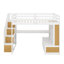 Lit mezzanine double avec bureau, tablettes et tiroirs-584262628
