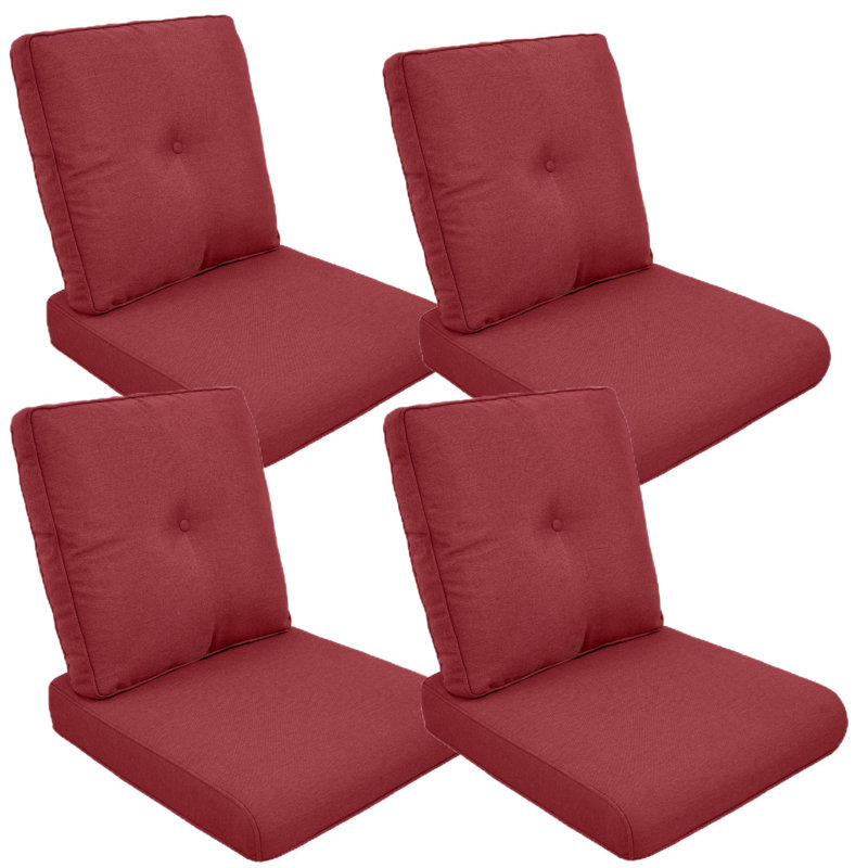 Schutt 22" W Olefin Outdoor Seat/Back Cushion with Removable Zippered Covers, Red, 4 Seat/Back Cushion