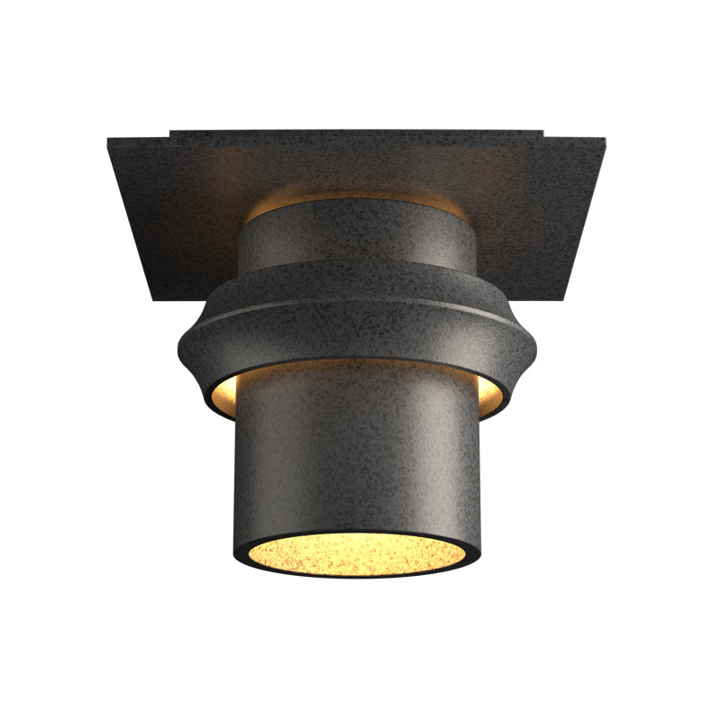 Plafonnier semi-encastré d'extérieur à 1 ampoule Twilight, Fer naturel, H 6,8 po x l 9 po x P 9 po