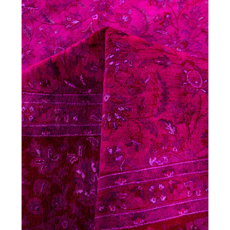 Overdyed Hand-Knotted Wool Modern-Contemporary Pink Area Rug 10' 0" x 13' 2"