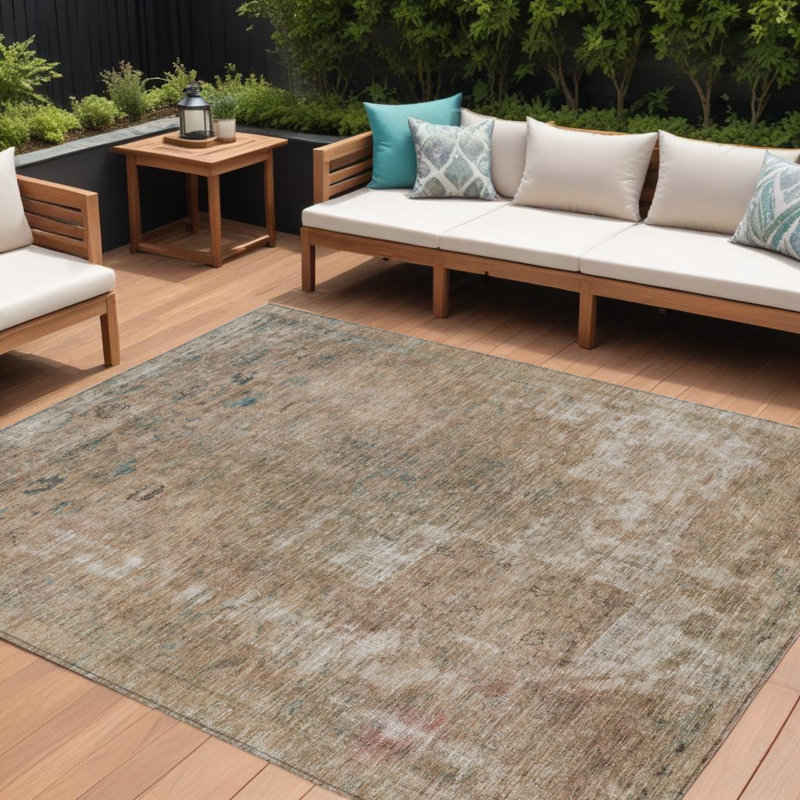 Tapis intérieur lavable abstrait taupe 8 'x 10'