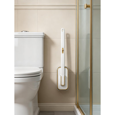 Brosse de toilette murale avec têtes jetables, système de nettoyage à 3 couches, remplacement en un clic, ensemble de nettoyage de salle de bain 2 en 1 avec support et ventouse
