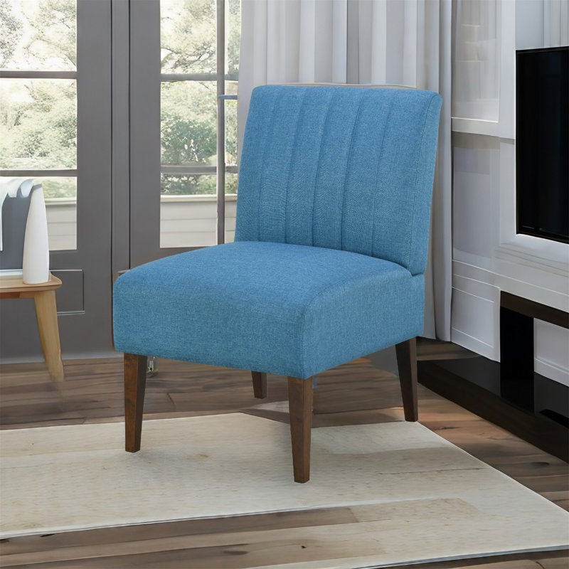 Tischa Upholstered Slipper Chair, Blue Fabric