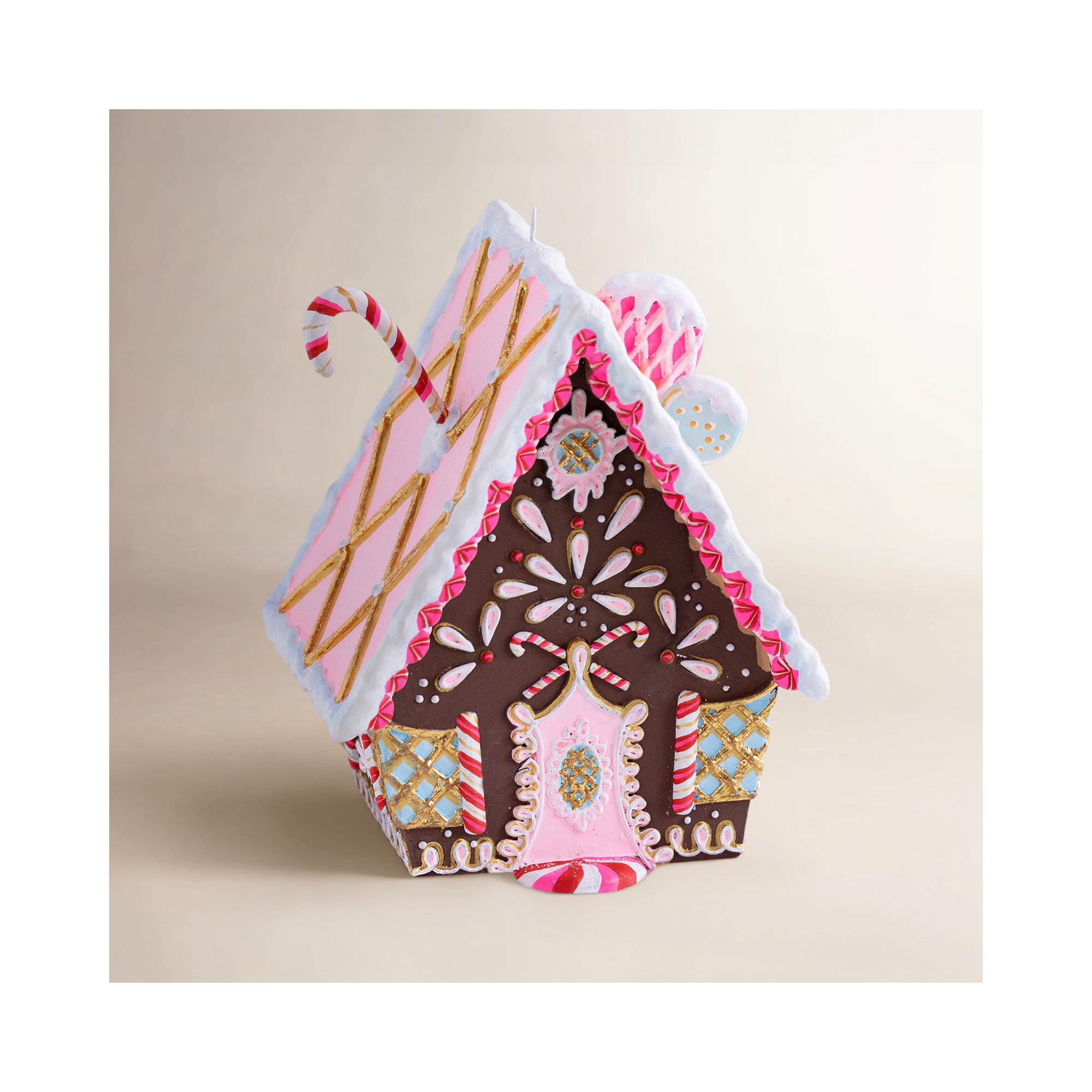 Glitterville Rainbow Ginger Cottage Ornament, 5" H x 3.5" W x 4.25" D, Brown