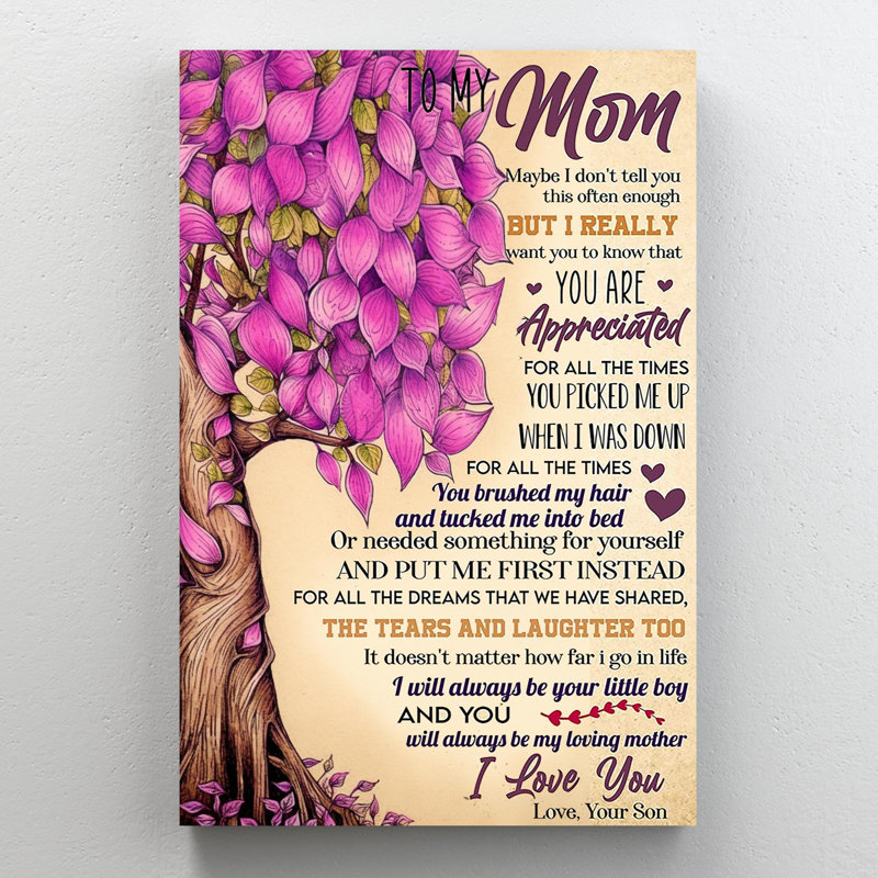 To My Mom I Love You - 1 pièce, impression sur toile tendue, H 36 po x l 24 po x P 1,25 po