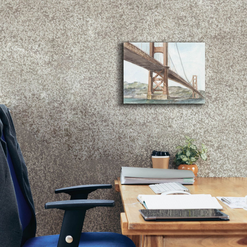 «Iconic Watercolor Bridge 3» par Ethan Harper, art mural sur toile, H 12 po x l 16 po
