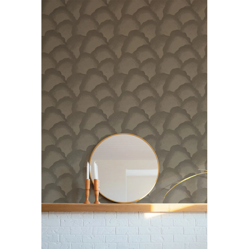 Wave Scales - Wallpaper, Walnut, Peel & Stick, Self-Adhesive