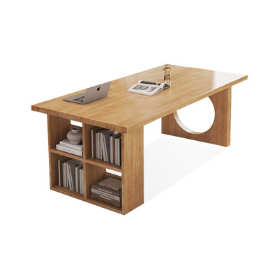Bureau rectangulaire brun en bois massif