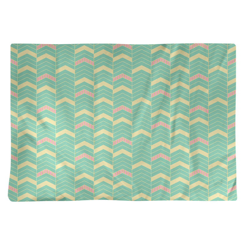 Récapitulatif à chevrons 18" lineed Stephenie, Vert, rose et jaune, Coton