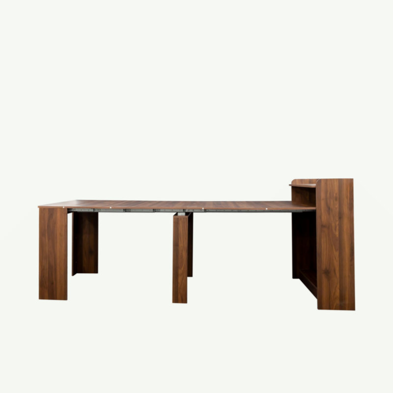 Modern Extendable Dining Table With Storage, Walnut