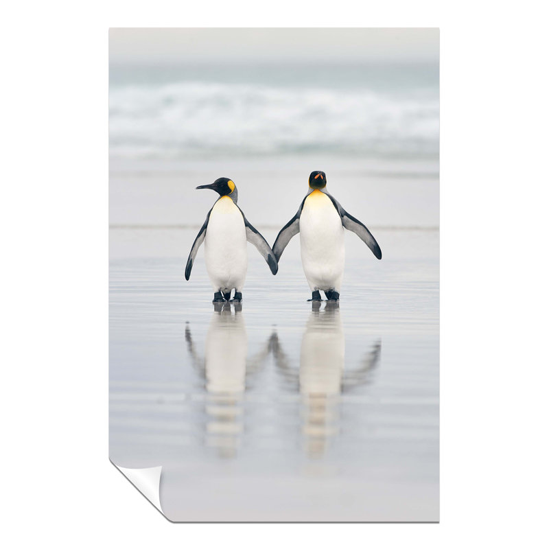 Penguin Friends Holding Hands - No Frame Print, 46cm H x 31cm W