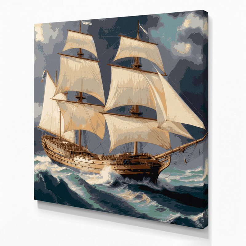 Art nautique gris sur toile nautique, H 12 po x l 12 po