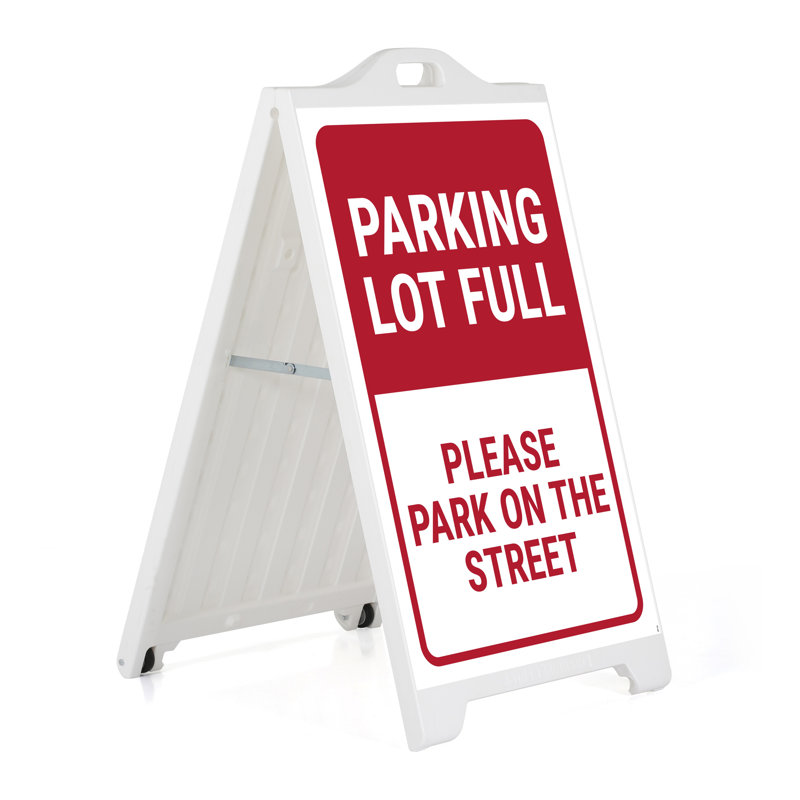 Sidewalk Parking Lot Full Sign, White