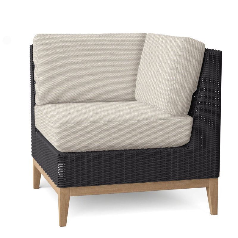 Frances Outdoor Corner Wedge Lounge Chair, Canvas Rain, Frances Black