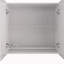 Armoire murale H 24 po, quatre portes, deux tablettes de rangement ouvertes, deux tablettes internes, porte-assiettes et rangement en verre