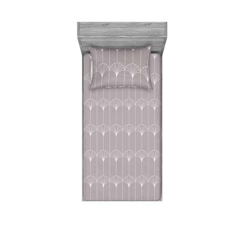 Microfiber Geometric Sheet Set, Twin XL Sheet Set with 1 Pillowcase, Warm Taupe