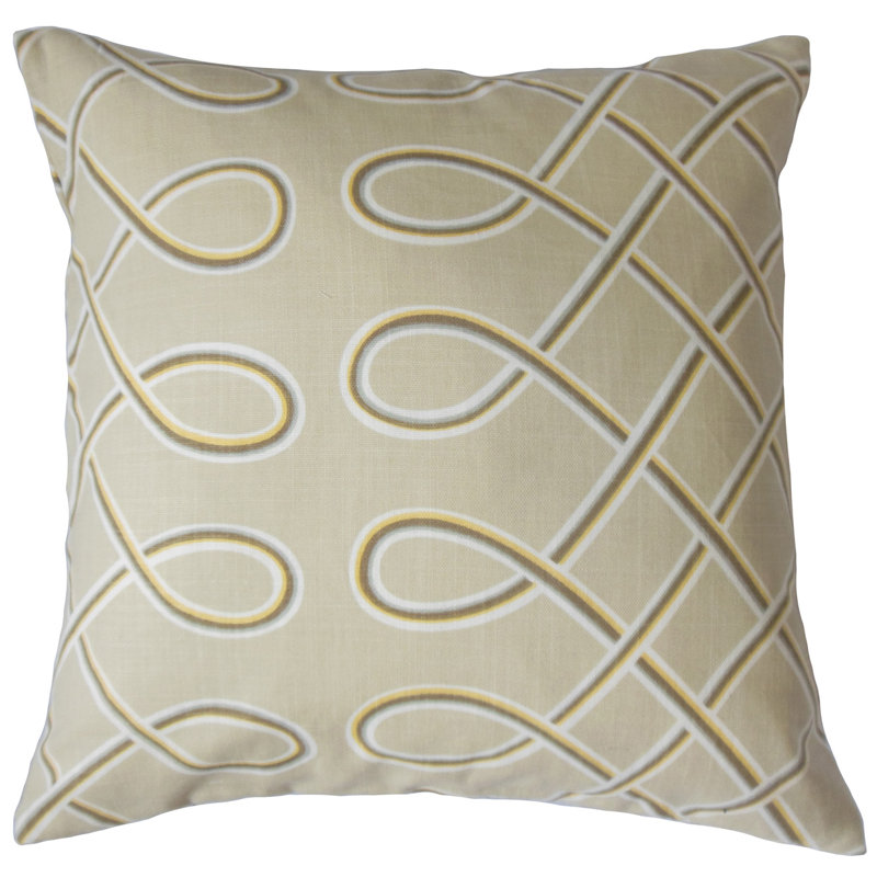 Coussin décoratif en coton géométrique deance, Ficelle, 24 po x 24 po