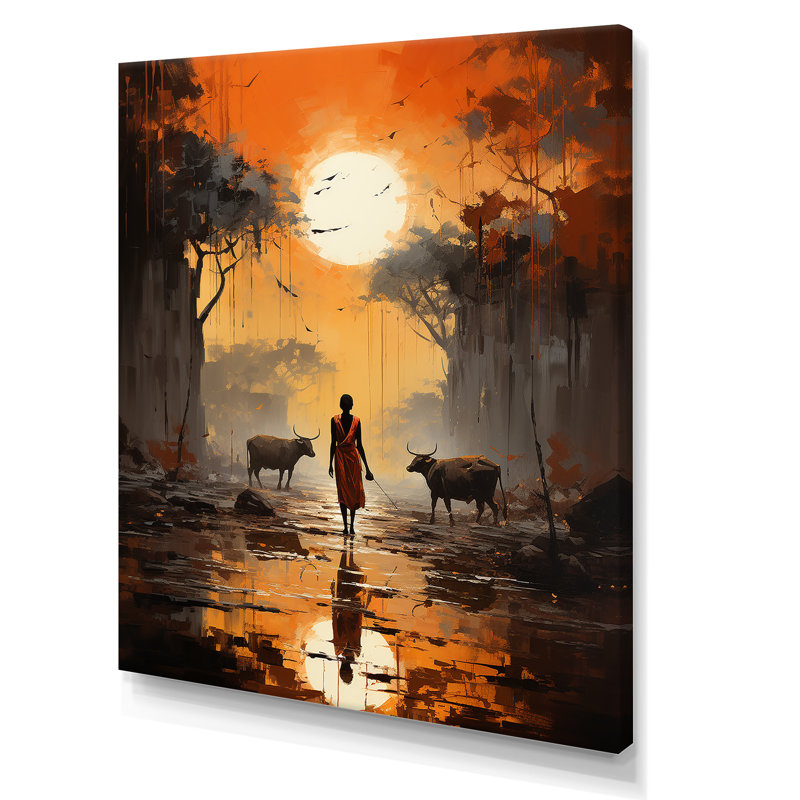 Art africain africain Dinka, Toile tendue, H 40 po x l 30 po x P 1,5 po