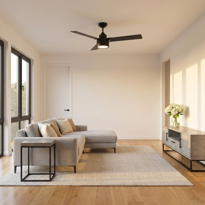Marra 52'' Ceiling Fan with LED Lights, Midnight Black