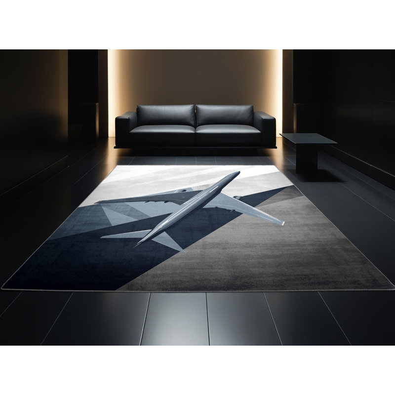 Soft Plush Edens Modern Commercial Jet Modern & Contemporary Area Rug in Gray – Gray Binding, 5x7