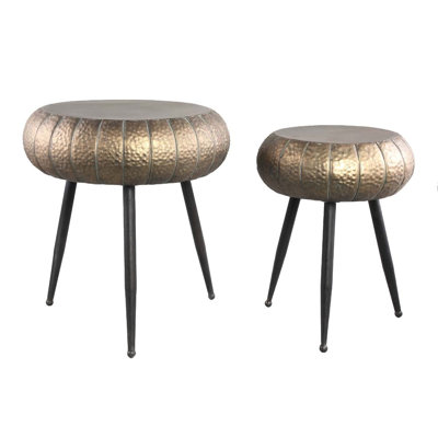 PTMD Side table Reddick - 47x45x50 cm - Iron - Gold - Set of 2