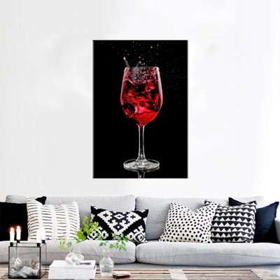 Personalized Red Wine Splash Artwork Poster Perfect as a Home Kitchen and Bar Decor or Modern Wedding Gift for Couple