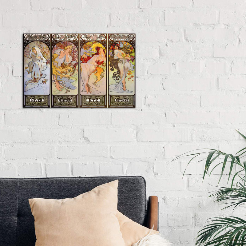 Les Saisons by Alphonse Mucha - Painting on Canvas, 66.04 cm H x 45.72 cm W x 1.91 cm D, No Frame