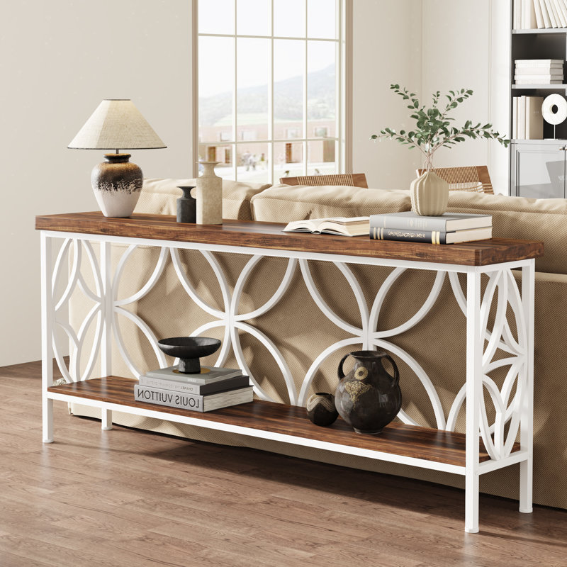 Laquaysha 70.86'' Console Table, White/Vintage Brown