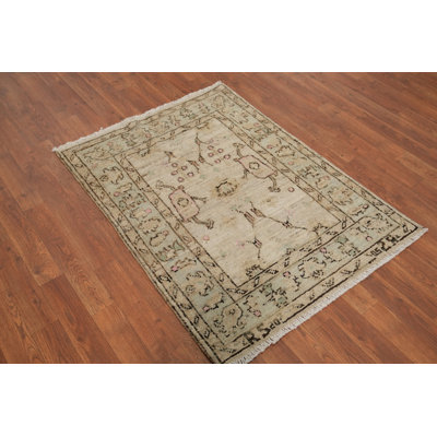 Earth Tone Wool Oushak Vegetable Dye Rug 3x4
