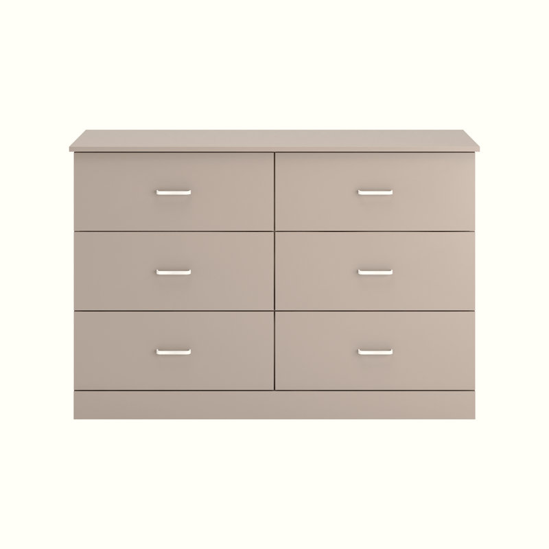 Commode double à 6 tiroirs Allyannah, Taupe chaleureux