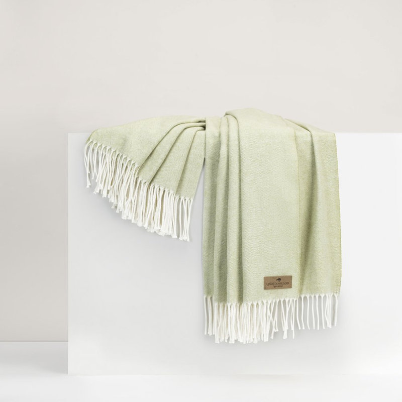 Italian Herringbone Throw, White Sage