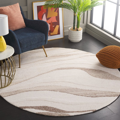 Jarran Hand Tufted Wool/Cotton Abstract Rug in Ivory/Beige