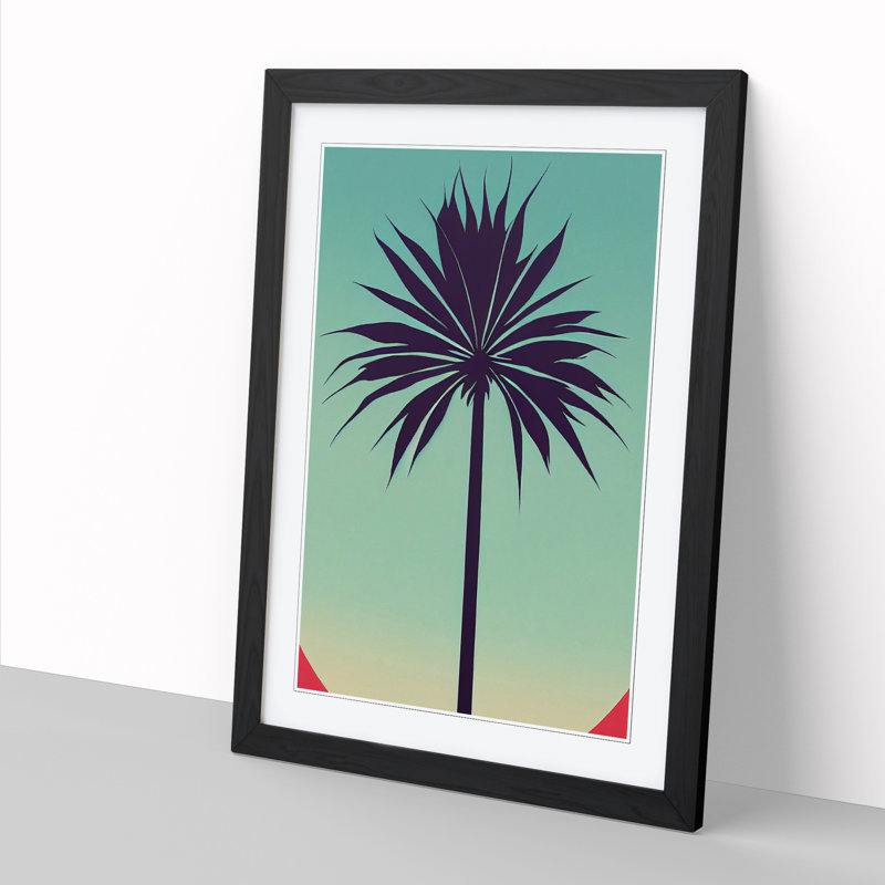 Palm Tree Minimalism - Print, 64cm H x 46cm W x 2cm D, Black