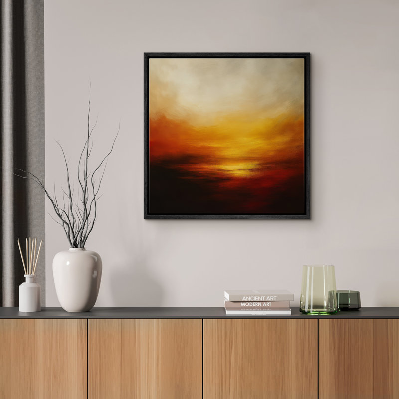 Reproduction d'art abstrait sur toile encadrée pour décoration intérieure moderne, Noir, H 24 po x l 24 po
