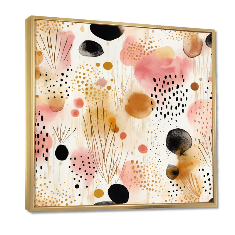 Impression graphique sur feuilles d'automne - Botanicals, Toile avec cadre flottant or, H 36 po x l 36 po x P 1,5 po