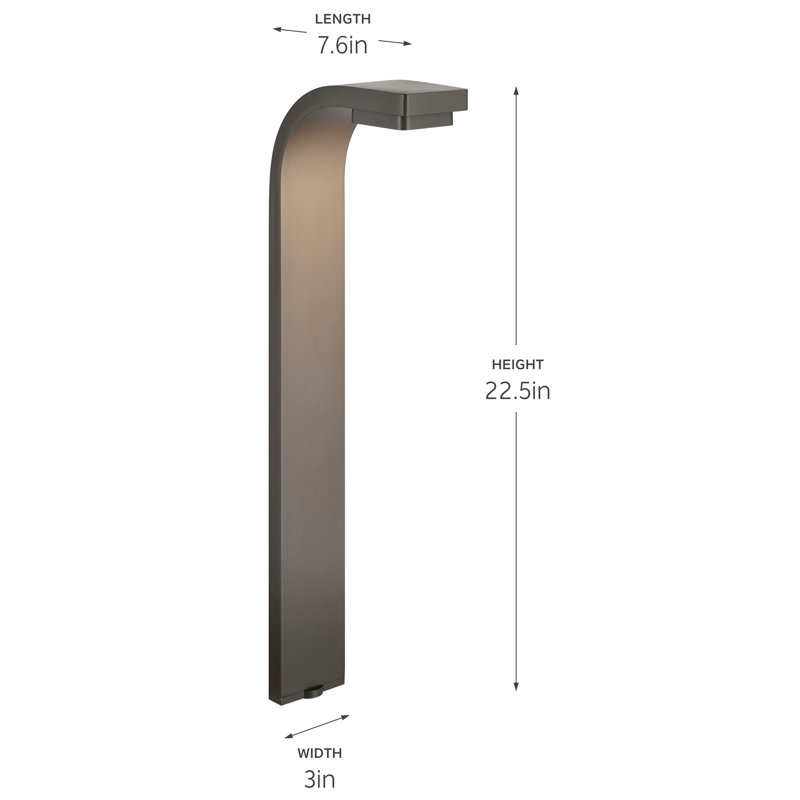 Éclairage pour chemin incurvé à DEL 22,5 po Kichler 12 Volt 2700K au fini bronze architectural texturé, 2700 K