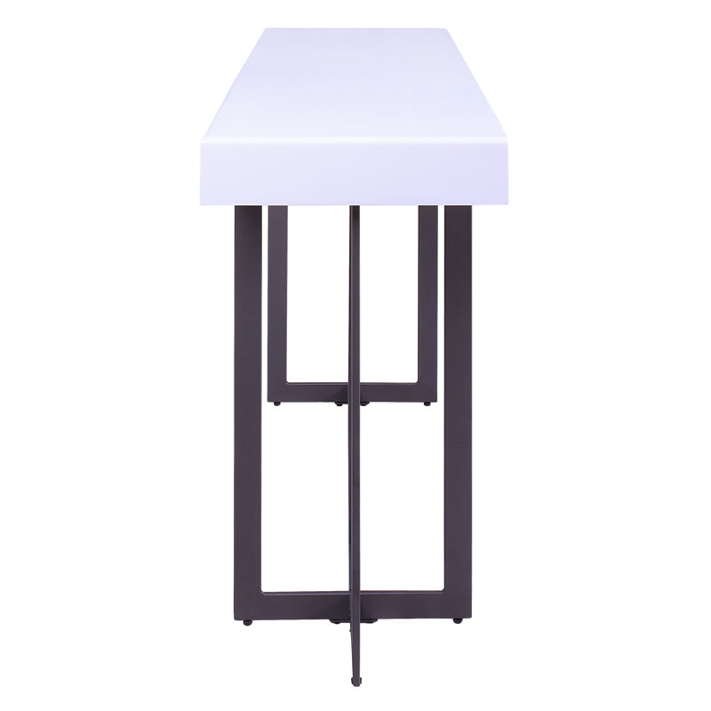 Vasket White and Black Metal Console Table with Storage
