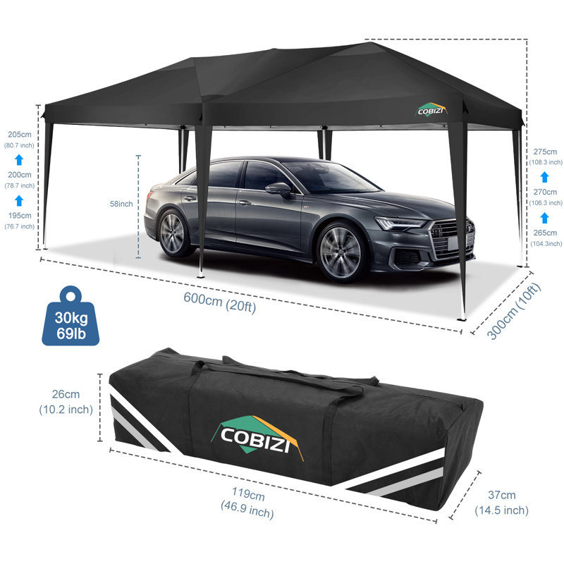 10x20 Pop Up Canopy Tent Waterproof Commercial Instant Shelter Outdoor Gazebo , Black