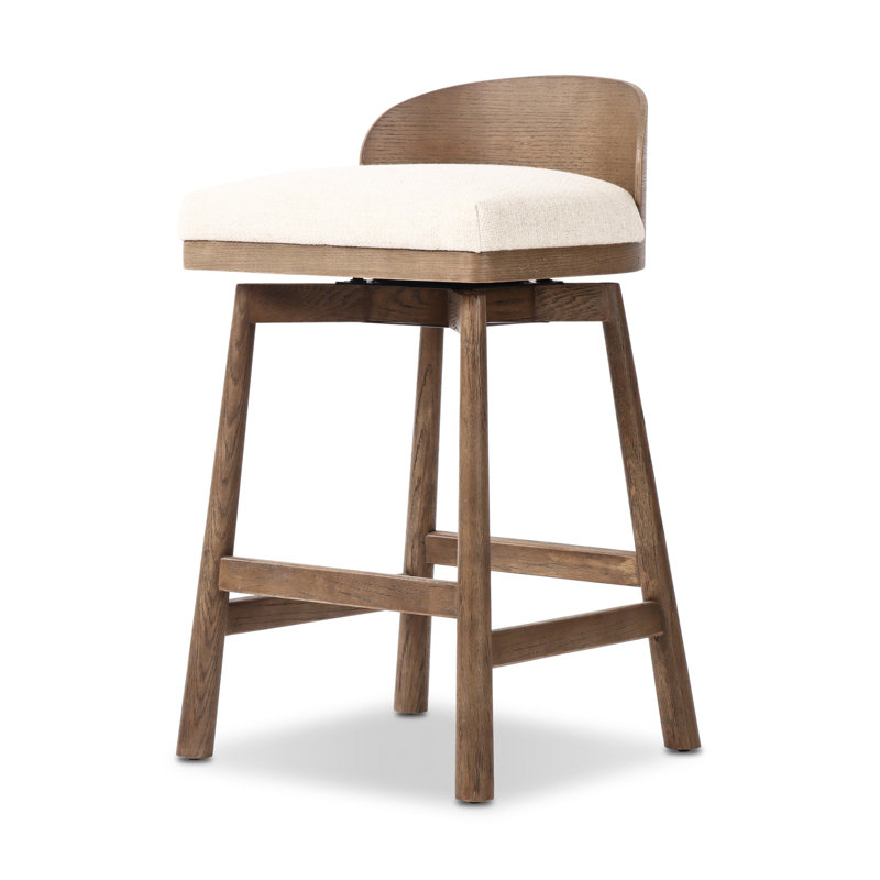 Cloris Swivel Stool-Altair Sienna-Counter & Bar, Counter Stool (26.97" Seat Height), Thames Cream Polyester Blend