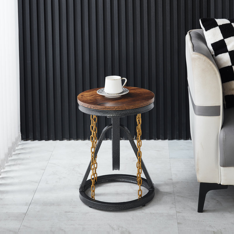 Abraham 12.59" W Rustic Tensegrity Round End Table
