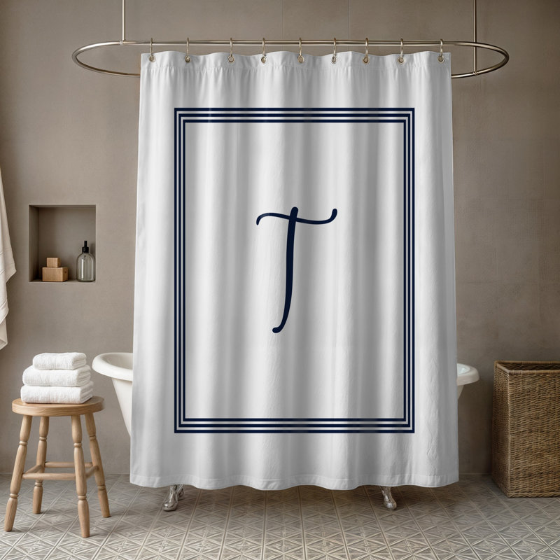 Rideau de douche simple , T, Bleu marine