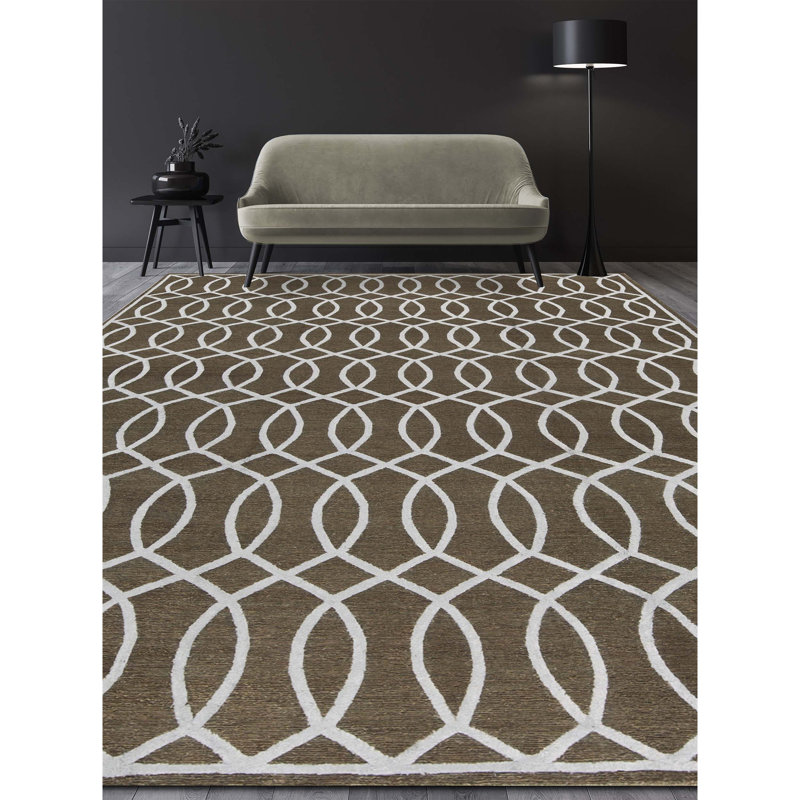 Geometric Area Rug in Dark Gray