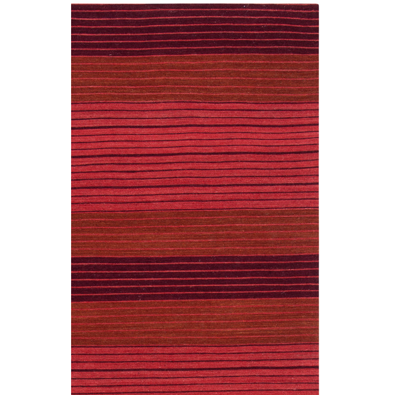 Cruz Hand Loomed Wool/Cotton Striped Rug in Red, Rectangle 2'3" x 4'