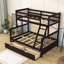 Lit superposé simple au dessus d'un lit double en bois avec 2 tiroirs-113876970
