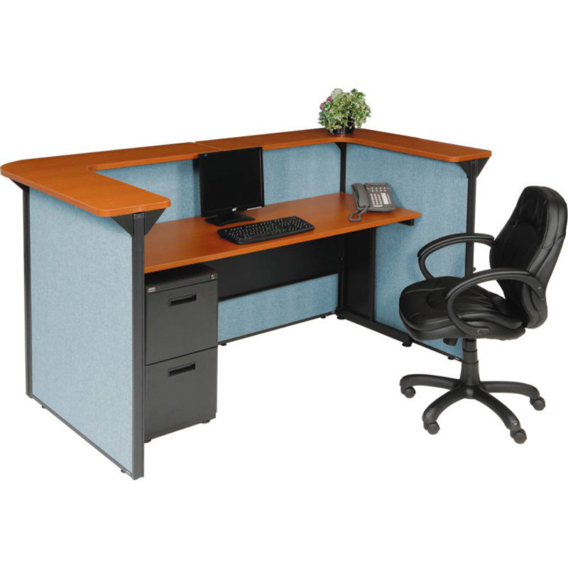 U-Shaped Synthetic Laminate Reception Desk, Blue