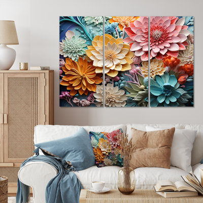 " Coral Colourful Collage II " 3 - Pieces