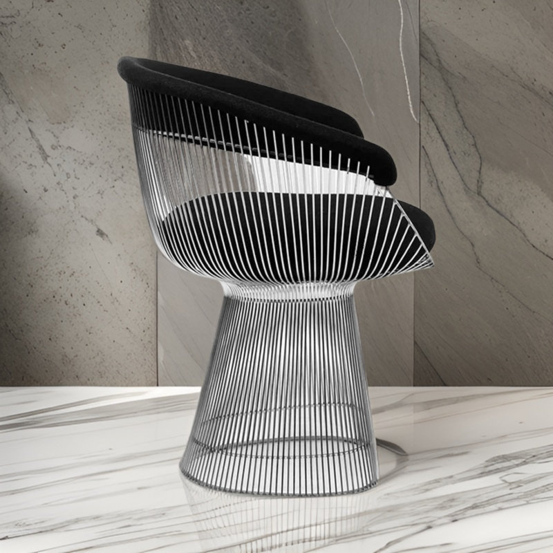 Chaise parsons en métal, Chrome