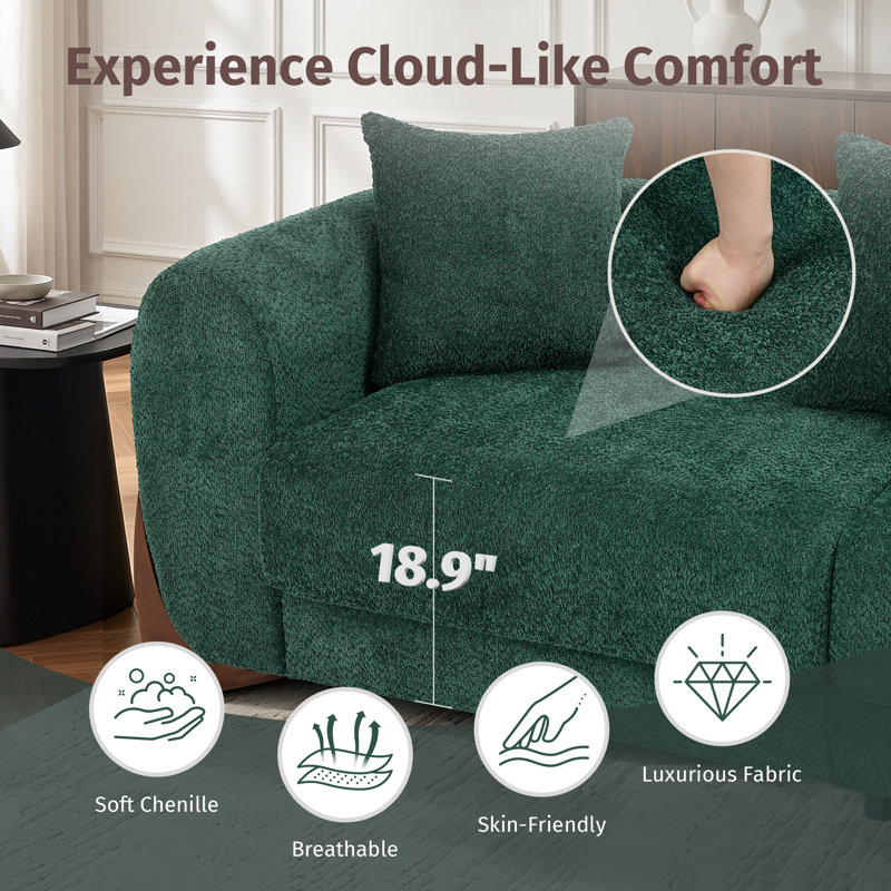 Canapé 85,5 po Chenille, Vert